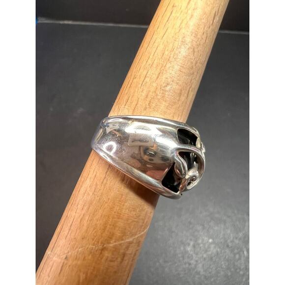 Vintage sterling silver black onyx ring size 5 - Picture 13 of 15